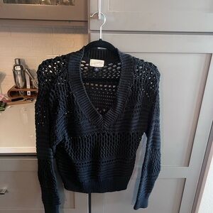 Universal Thread Black Open-Knit V-Neck Sweater